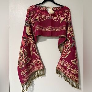 Bohemian Red and Gold Poncho
